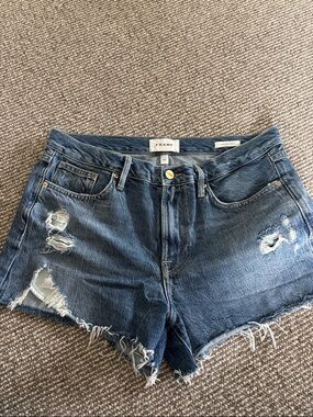 Frame Denim Distressed Blue Jean Cutoff Shorts
